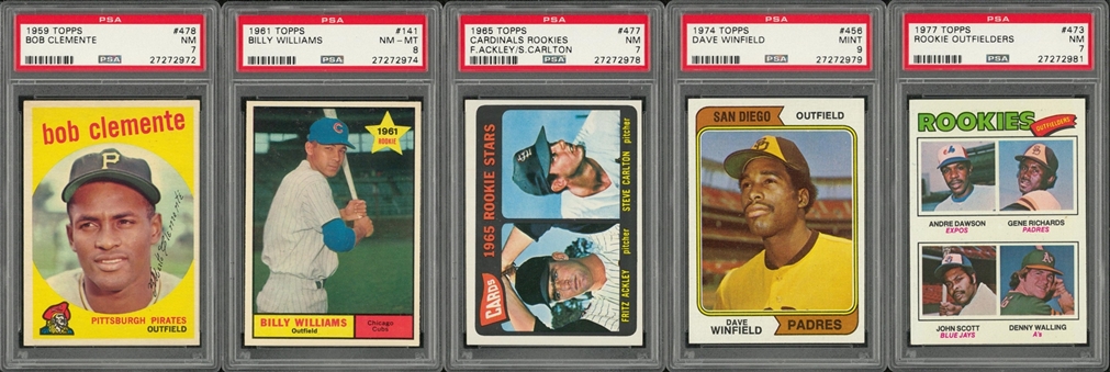 1959-1977 Topps Hall of Famers PSA-Graded Collection (5 Different)